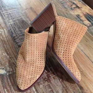 San Edelman Heeled Mule Western perforated suede